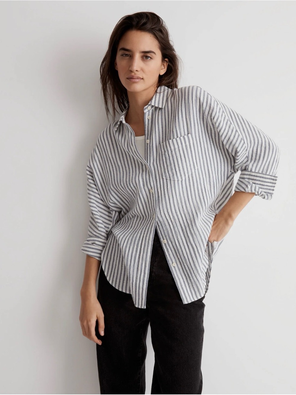 Madewell Long Sleeve Dolman Shirt In Stripe - Women's Small